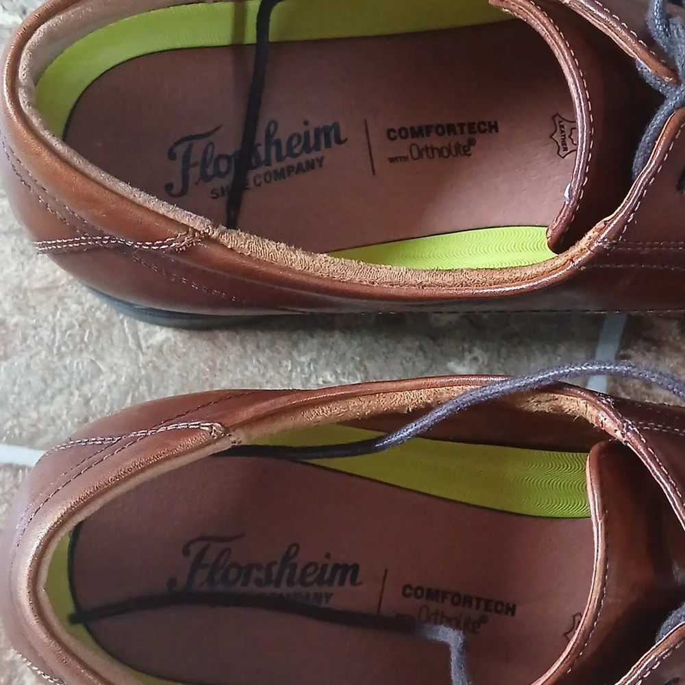 EUC Florsheim Comfortech Ortholite Brown Leather Shoes Size 13D